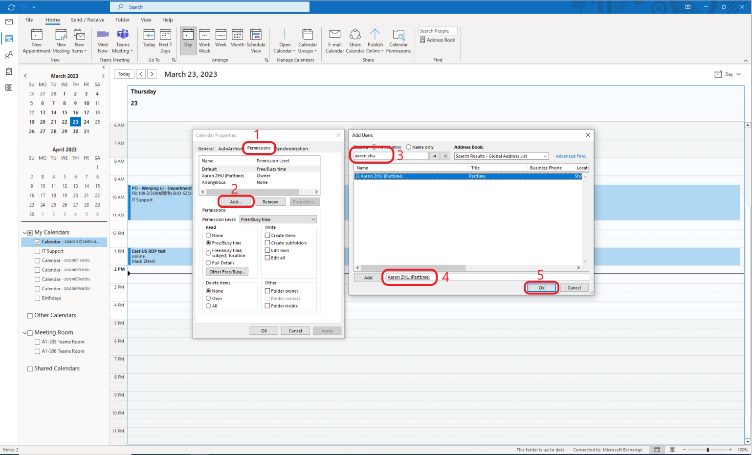How To Share Calendar Permissions For Outlook On Windows EN